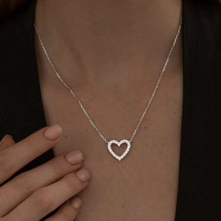 Колье из серебра с фианитами «Сердце»