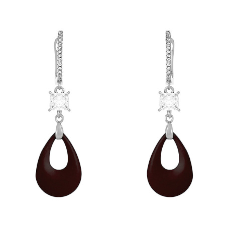 Серьги из серебра с керамикой и фианитами