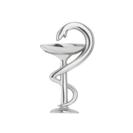 Серебряная брошь «Авиценна» Чаша Гигеи со змеей медицинская врачу