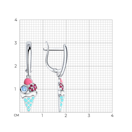 Серебряные серьги с эмалью «Мороженое»