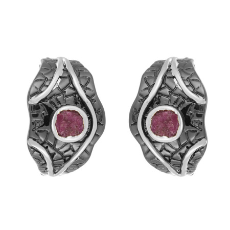 Серьги из серебра с корундом