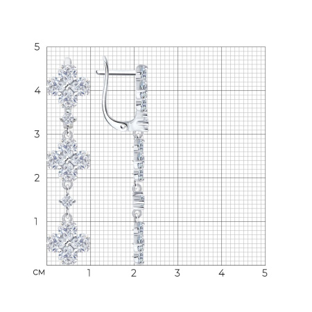 Серебряные серьги с фианитами «Цветы»