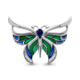 Серебряная брошь с наносапфиром, эмалью и фианитами «Бабочка»