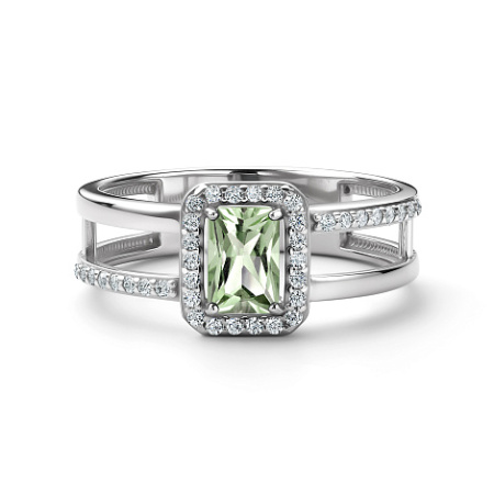 Серебряное кольцо с празиолитом и фианитами