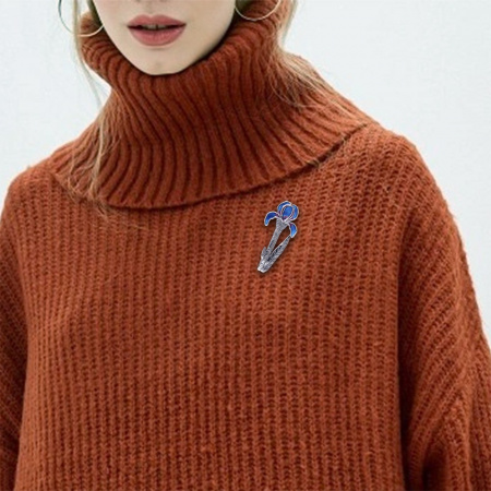 Серебряная брошь из серебра с эмалью «Синий ирис»