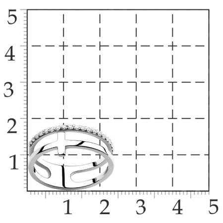 Двойное кольцо из серебра с фианитами «Крест»