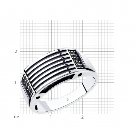 Мужское кольцо из серебра с фианитами