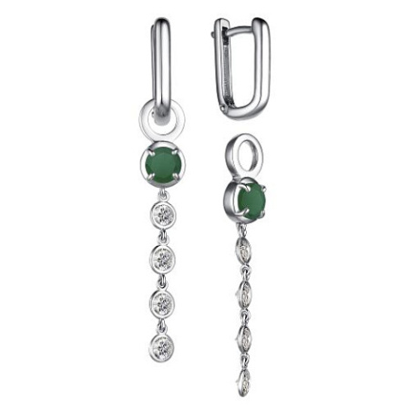 Серебряные серьги с агатом и фианитами