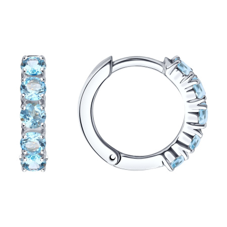 Серьги-хупы из серебра с топазами