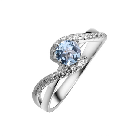 Кольцо из серебра с топазом и фианитами
