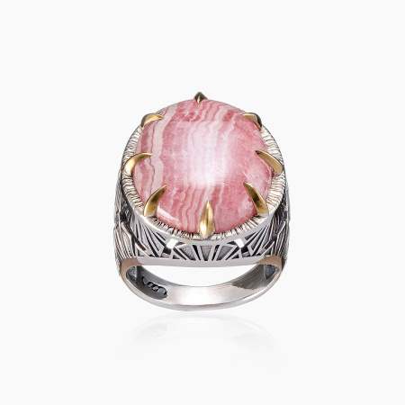 Кольцо из серебра с камнем родохрозит