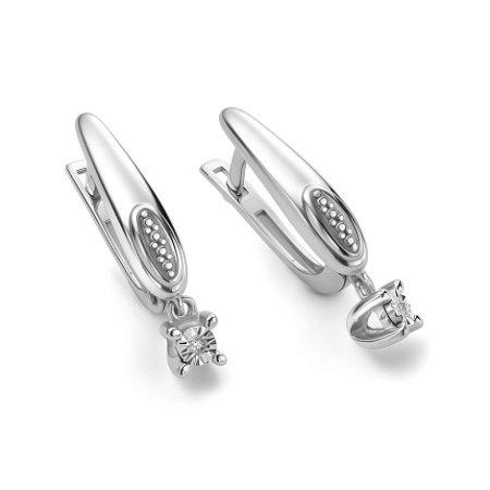 Серьги из серебра с бриллиантом