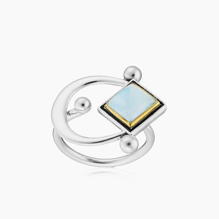 Кольцо из серебра с камнем ларимар