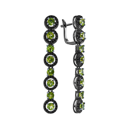 Серьги из серебра с перидотом и шпинелью