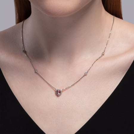 Колье из серебра с ситаллом и фианитами «Сердце»