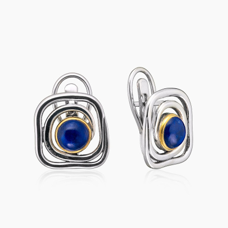 Серьги из серебра с камнем лазурит