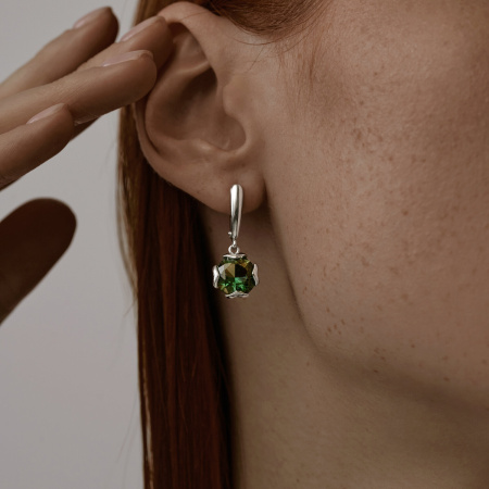 Серебряные серьги с кварцем и фианитами