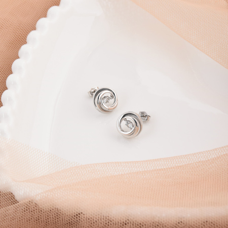 Серьги серебряные с танцующими, качающимися фианитами