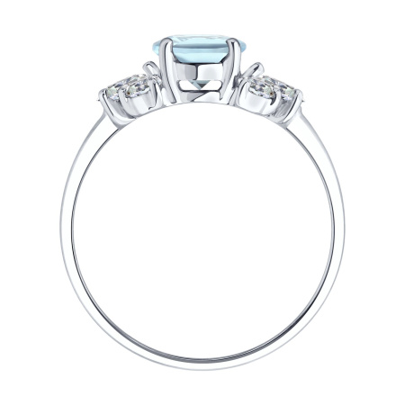 Кольцо из серебра с топазом и фианитами