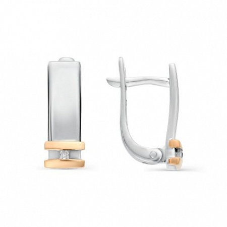 Серебряные серьги с бриллиантом и позолотой