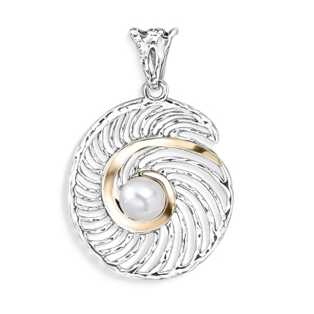 Серебряный кулон с золотом и жемчугом