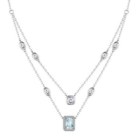 Колье из серебра с топаз Sky Blue и фианитами
