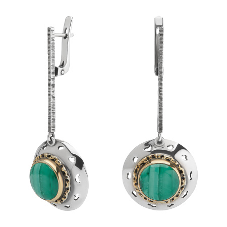 Серебряные серьги с малахитом