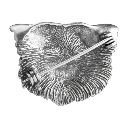 Брошь кот Манул серебро 925