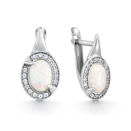 Серьги из серебра с опалом и фианитами