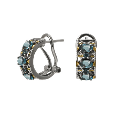 Серьги из серебра с лондон топазом Bythantium