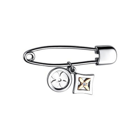 Серебряная брошь с бриллиантом «Парочка»