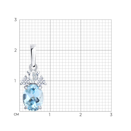 Подвеска из серебра с топазом и фианитами