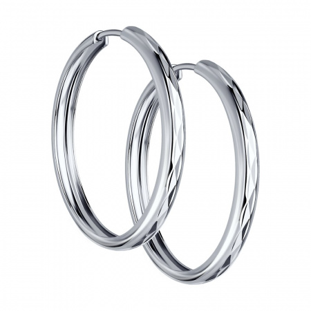 Серьги конго из серебра с алмазной гранью