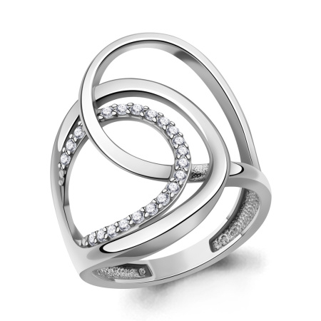 Кольцо из серебра с фианитами «Круги»