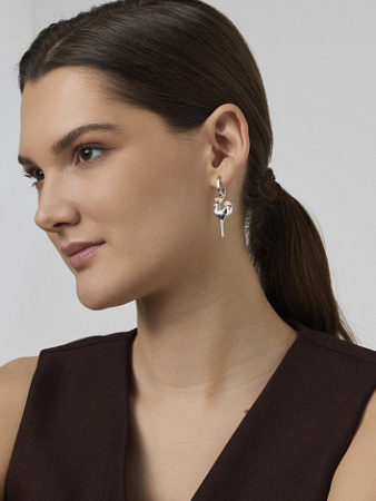 Серебряные серьги с фианитами «Карамель петушок»