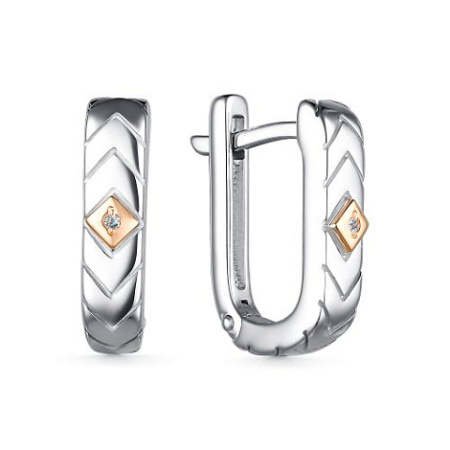 Серебряные серьги с бриллиантом