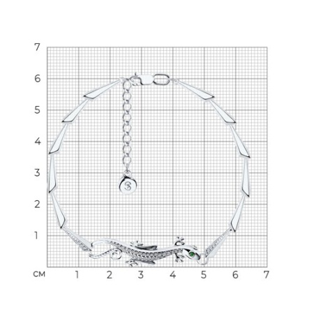 Браслет из серебра с фианитами «Ящерица»