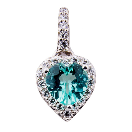 Подвеска из серебра с фианитами и апатитом