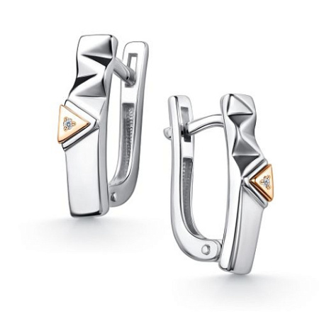 Серьги из серебра с бриллиантами и позолотой