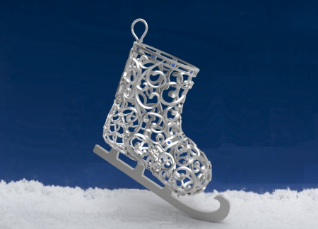 Серебряная елочная игрушка «Валенок»