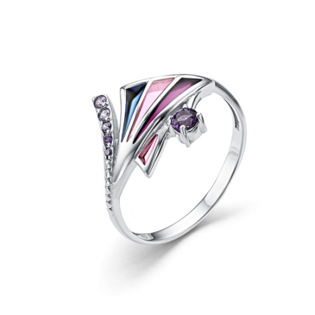 Серебряные кольца с эмалью и фианитом