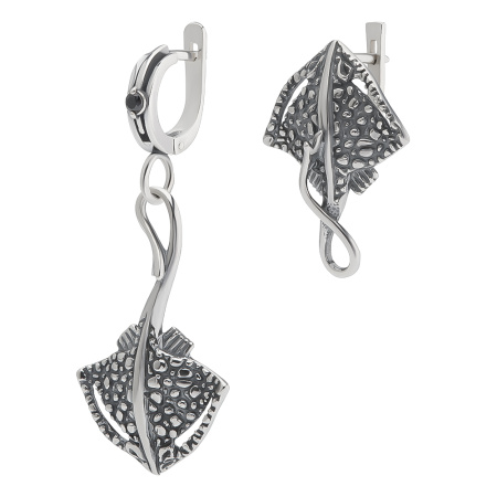 Серьги серебряные «Скаты Хвостокол» с фианитом