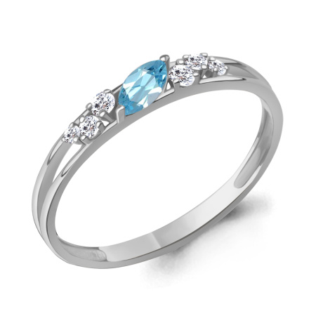 Кольцо из серебра с топазом и фианитами