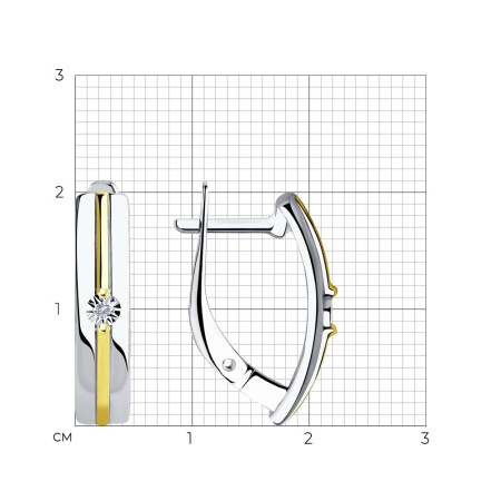 Серьги из золочёного серебра с бриллиантами