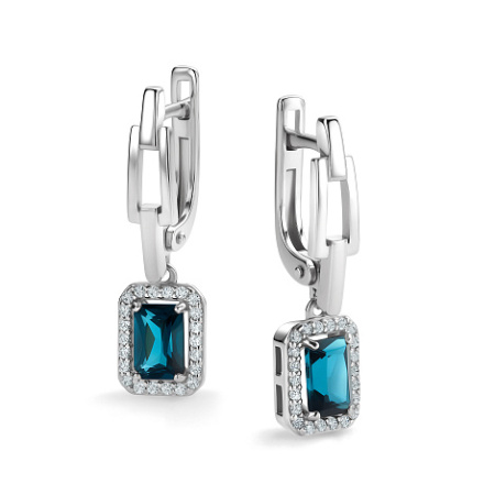 Серьги из серебра с наноситалом и фианитами