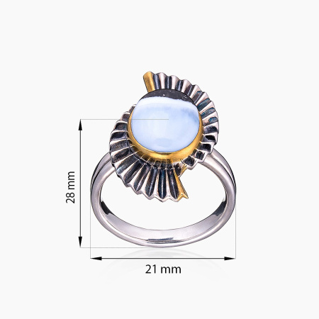Серебряное кольцо «Агатовый Веер»