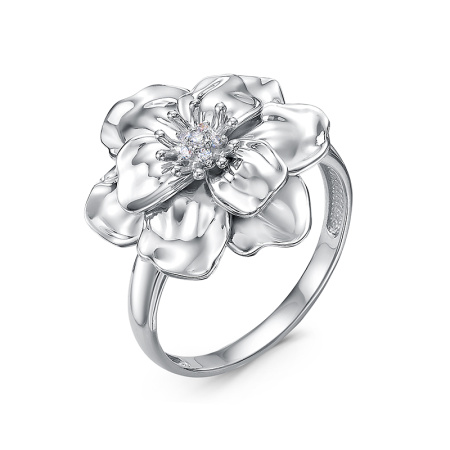 Кольцо из серебра с фианитами «Цветок»
