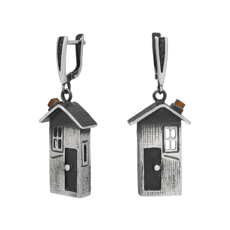 Серьги из серебра с гематитом «Дом»