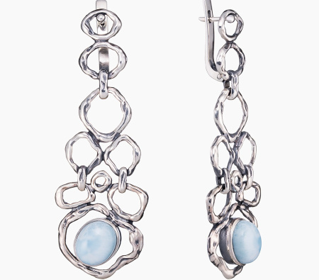 Серьги из серебра с ларимаром