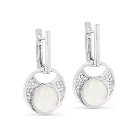 Серебряные серьги с перламутром и фианитами